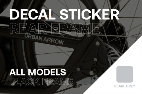 Urban Arrow Sticker RF Logo B – Lichtgrijs – 141 x 14 mm – Voor Zwarte Bakfietsen